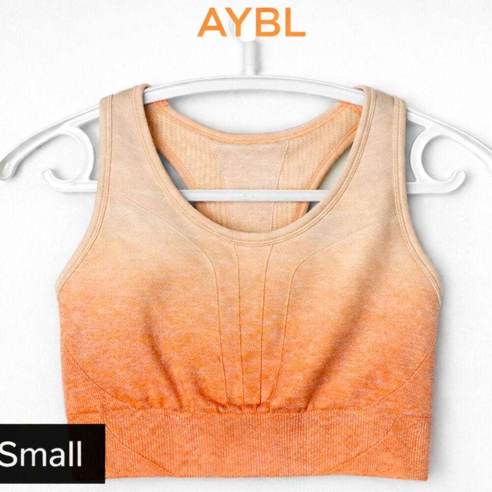 AYBL Ombre Orange Seamless Sports Bra Racerback Gym Training Top S